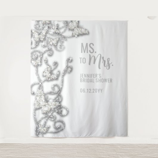 Frau Butterflies Weiße Brautparty Hintergrund Wandteppich (Vorderseite)