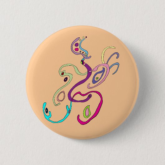 Frau Butterfly, grafische Illustration Button (Vorderseite)