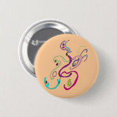 Frau Butterfly, grafische Illustration Button (Vorne & Hinten)