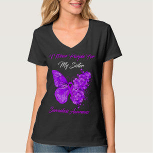 Frau Butterfly Ich trage Lila für meine Schwester  T-Shirt