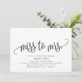 Frau Calligraphy Black/White Brautparty Einladung (Stehend Vorderseite)