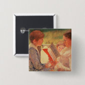 Frau Cassatt Reading zu ihren Enkelkindern, 1888 Button (Vorne & Hinten)