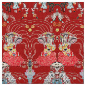 FRAU, CENTAUR Royal Red White Klimt Pattern Stoff (Nahaufnahme)
