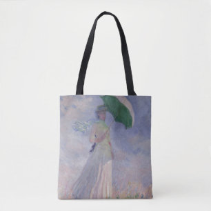 Frau Claude Monets   mit einem Sonnenschirm nach Tasche