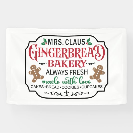 Frau Claus Bakery Christmas North Pole Banner (Horizontal)