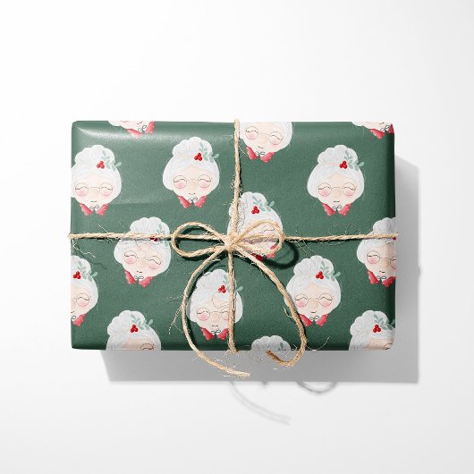 Frau Claus Faces Weihnachtswrapping Paper Geschenkpapier