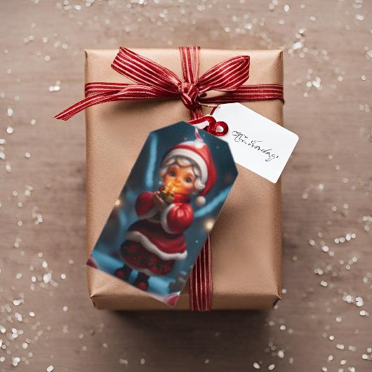 Frau Claus Figure Weihnachtsgeschenk Tag Geschenkanhänger