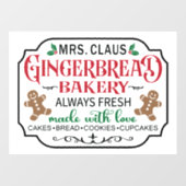 Frau Claus gingerbread Bäckerei Weihnachten Fensteraufkleber (Blatt)