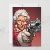 Frau Claus hat eine Waffe Lustige Weihnachtskarten