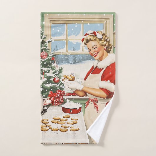 Frau Claus Holiday Baking Delight Badhandtuch Set (Handtuch)