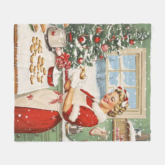 Frau Claus Holiday Baking Delight Fleecedecke (Vorderseite (Horizontal))