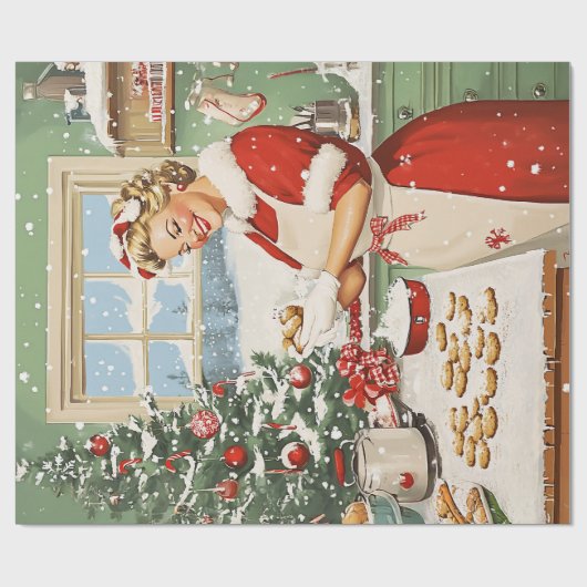 Frau Claus Holiday Baking Delight Geschenkpapier (Flach)