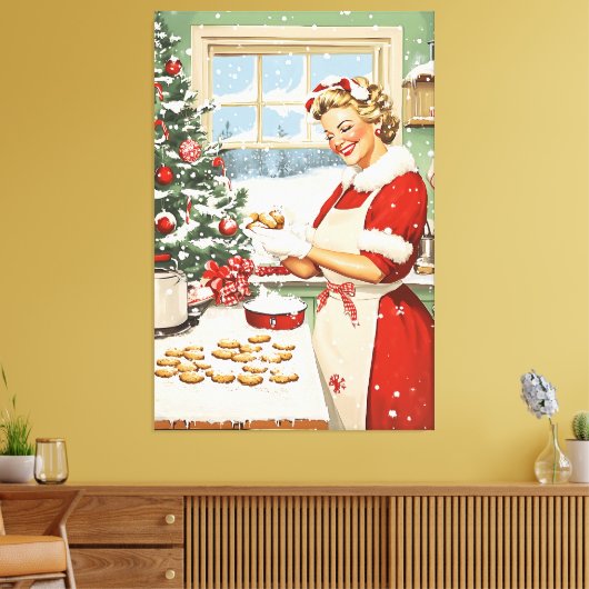 Frau Claus Holiday Baking Delight Leinwanddruck (Insitu (Wohnzimmer))