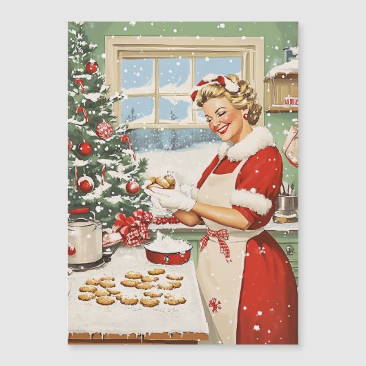 Frau Claus Holiday Baking Delight Magneteinladung (Vorderseite)