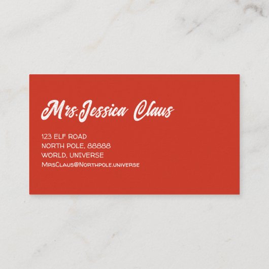 Frau Claus Holiday Baking Delight Visitenkarte (Rückseite)