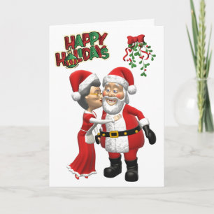 Frau Claus küsst Santa Card Feiertagskarte