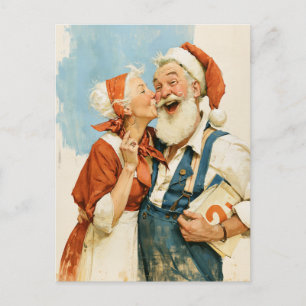 Frau Claus küsst Santa Weihnachtsporträt Postkarte