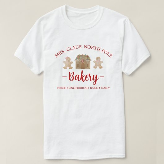 Frau Claus North Pole Gingerbread Bäckerei Weihnac T-Shirt (Design vorne)