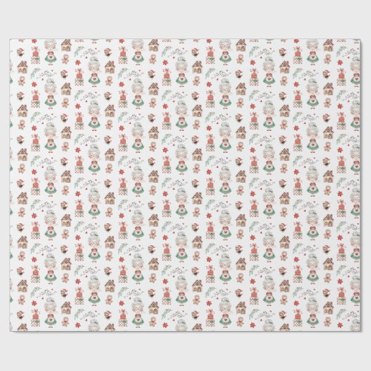 Frau Claus North Pole Wrapping Paper Geschenkpapier (Flach)
