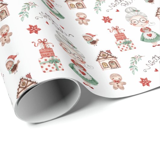Frau Claus North Pole Wrapping Paper Geschenkpapier (Rolleneckpunkt)