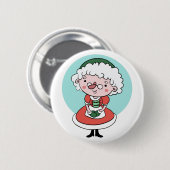 Frau Claus Weihnachts-Taste Button (Vorne & Hinten)