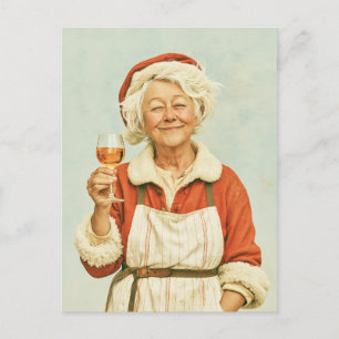 Frau Claus Weihnachts-Wein-Pause Postkarte