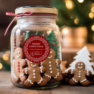 Frau Claus's Bäckerei Weihnachten Roter Feiertag Runder Aufkleber