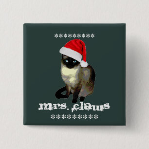 Frau Claws Siamese Cat Christmas Kitty Button