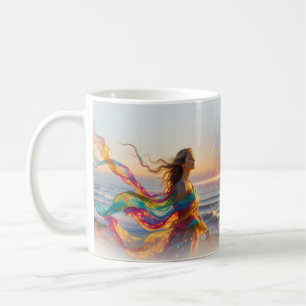 Frau Coastal Energy Tunnel Regenbogenwellen-Tasse Kaffeetasse