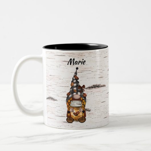 Frau Coffee Gnome Zweifarbige Tasse (Links)