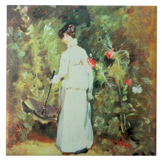 Frau Constable in ihrem Garten Fliese (Vorderseite)