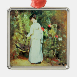 Frau Constable in ihrem Garten Silbernes Ornament