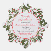 Frau Coquette Bow Mistletoe Brautparty Ornament Karte (Rückseite)