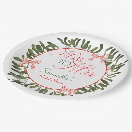 Frau Coquette Mistletoe Brautparty Pappteller (Schrägansicht)