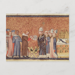 Frau Cotton Tib B VIII f.47 Koronationsszene Postkarte
