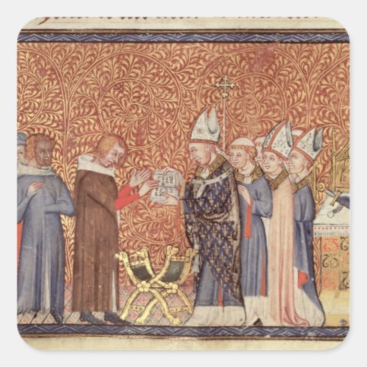 Frau Cotton Tib B VIII f.47 Koronationsszene Quadratischer Aufkleber (Vorderseite)