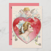 Frau Cupid Heart Daisy Wedding Einladung (Vorne/Hinten)