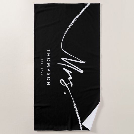 Frau Custom Modern Schwarz-weiße Minimalistische S Strandtuch (Vorderseite)