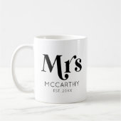Frau Custom Nachname Est. Datum Minimaler Retro Kaffeetasse (Links)