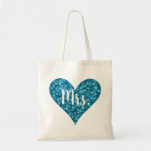 Frau - Cyan Sparkle Glitzer Herz Tragetasche (Vorne)