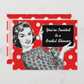 Frau der 50er Jahre mit einem signierten Brautpart Einladung (Vorne/Hinten)