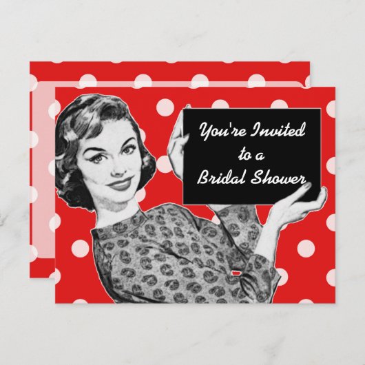 Frau der 50er Jahre mit einem signierten Brautpart Einladung (Vorne/Hinten)