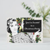 Frau der 50er Jahre mit einem Weihnachtszeichen Einladung (Stehend Vorderseite)