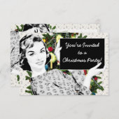 Frau der 50er Jahre mit einem Weihnachtszeichen Einladung (Vorne/Hinten)