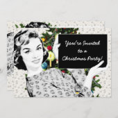 Frau der 50er Jahre mit einem Weihnachtszeichen Einladung (Vorne/Hinten)