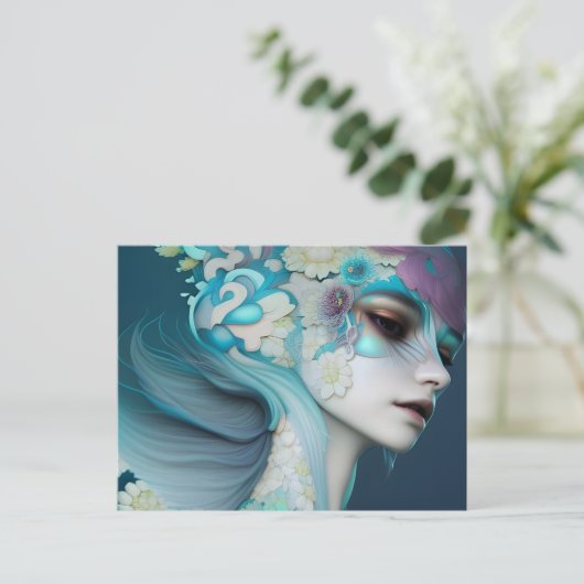 Frau der Blume Postkarte (Stehend Vorderseite)