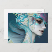 Frau der Blume Postkarte (Vorne/Hinten)