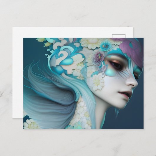 Frau der Blume Postkarte (Vorne/Hinten)