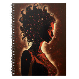 Frau der Sterne - Kleines Notebook in Rot und Brau Notizblock