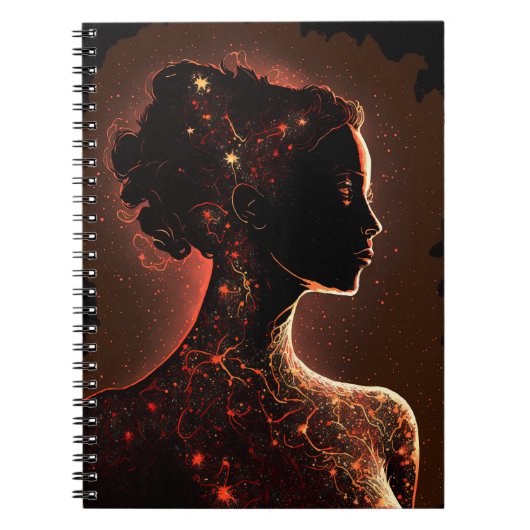 Frau der Sterne - Kleines Notebook in Rot und Brau Notizblock (Vorderseite)
